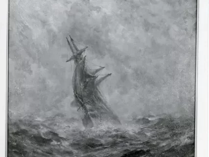 Print, Photographic - Close-Hauled Brig at Sea - Photo of Robert Hopkin Painting Close - Hauled Brig at Sea'