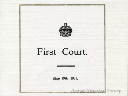 Program - First Court, May 19th, 1931