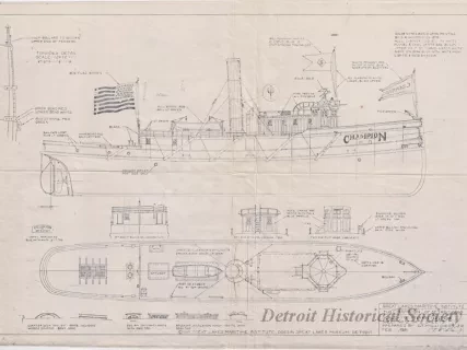 Blueprint - Tug Champion of Detroit, 1868