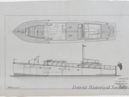 Drawing, Technical - Drawing #2, 55' Cruiser for Harrison Williams, 
Designed by Gar Wood, Algonac, Mich