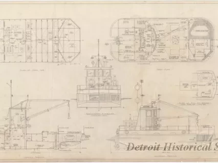 Drawing, Technical - Maryland Port Authority,
Self-Propelled Oil Recovery Barge -
General Arrangement Plans and Elevations