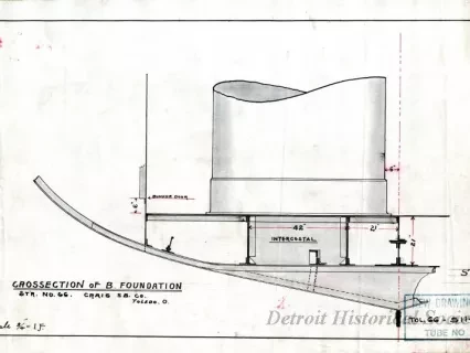 Drawing, Technical - Crossection of B. [Bunker] Foundation,
Str. [Steamer] No. 66
