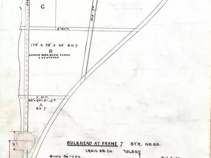 Drawing, Technical - Bulkhead at Frame 7, St'r. [Steamer] No. 66