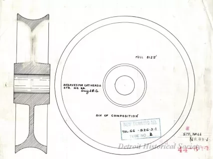 Drawing, Technical - Sheaves for Catheads, St'r. [Steamer] No. 66