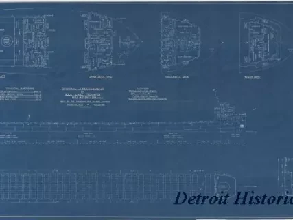Blueprint - General Arrangement of Bulk Lake Freighter, Hull Nos. 287 and 288