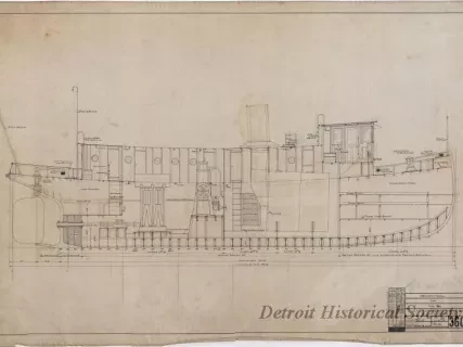 Drawing, Technical - Inboard Profile for Fire Tug
[Hull No. 75]