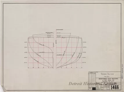 Drawing, Technical - Tonnage Sections, Fire Tug
[Hull No. 75]