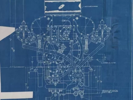 Blueprint - Wood-Allison Marine Conversion, Left Hand Engine.
Installation Drawing