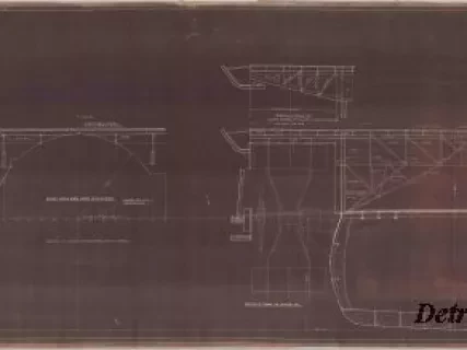 Blueprint - Aircraft Training Vessel, IX-64 (Ex. Seeandbee), 
Midship & Type Sections