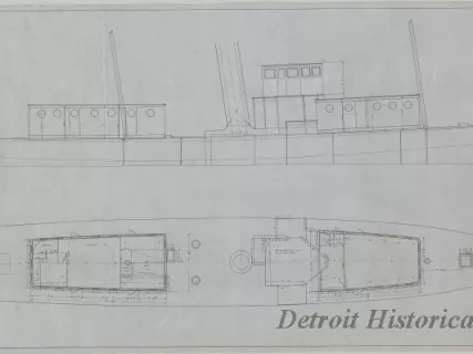 Drawing, Technical - U.S. Steamer, Margaret -
Plan Showing Proposed Steel Deckhouses,
To Replace Houses Lost in Storm of November 1, 1926