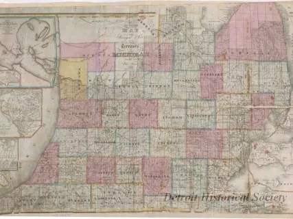 Map - An Improved Edition of a Map of the Surveyed Part of the Territory of Michigan by Silas Farmer, 1835