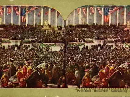 Stereograph - President Roosevelt Addressing Senators