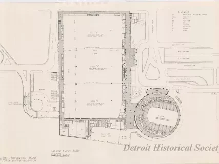Drawing, Architectural - Second Floor Plan,
Cobo Hall - Convention Arena, 
Civic Center - City of Detroit, Michigan.