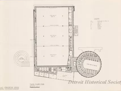 Drawing, Architectural - Third Floor Plan,
Cobo Hall - Convention Arena, 
Civic Center - City of Detroit, Michigan.