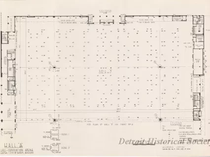 Drawing, Architectural - Hall A,
Cobo Hall - Convention Arena, 
Civic Center - City of Detroit, Michigan