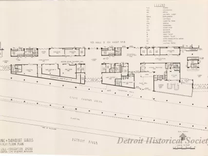 Drawing, Architectural - Meeting & Banquet Halls, 
First Floor Plan, 
Cobo Hall - Convention Arena, 
Civic Center - City of Detroit, Michigan