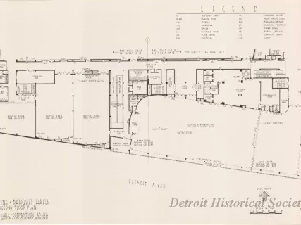 Drawing, Architectural - Meeting & Banquet Halls, 
Second Floor Plan, 
Cobo Hall - Convention Arena, 
Civic Center - City of Detroit, Michigan
