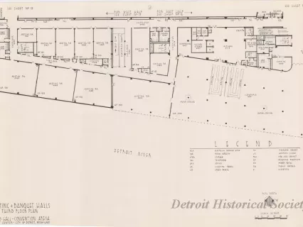 Drawing, Architectural - Meeting & Banquet Halls,
Third Floor Plan,
Cobo Hall - Convention Arena,
Civic Center - City of Detroit, Michigan