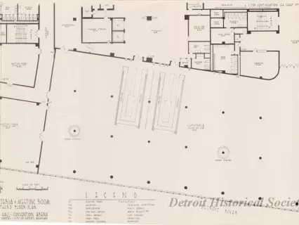 Drawing, Architectural - Cafeteria & Meeting Room, 
Third Floor Plan, 
Cobo Hall - Convention Arena, 
Civic Center - City of Detroit, Michigan