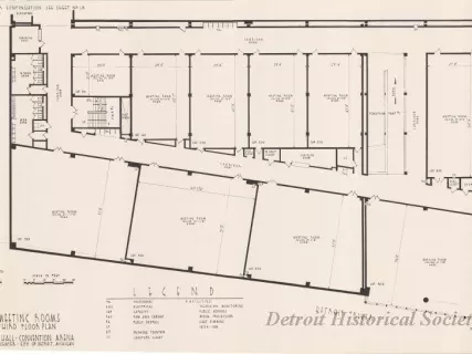 Drawing, Architectural - Cafeteria & Meeting Rooms,
Third Floor Plan,
Cobo Hall - Convention Arena,
Civic Center - City of Detroit, Michigan