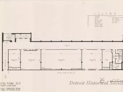 Drawing, Architectural - Meeting Rooms East of Hall A, 
Third Floor Plan,
Cobo Hall - Convention Arena
Civic Center - City of Detroit, Michigan