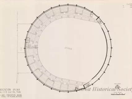 Drawing, Architectural - Convention Arena, 
Arena & Tiers C & D Seating Plan, 
Cobo Hall - Convention Arena, 
Civic Center - City of Detroit, Michigan