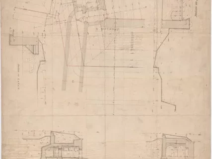 Drawing, Architectural - Fort Wayne,
Plans & Sections Showing the Scarp Walls & Casemates
to be Constructed at the East Bastion.
