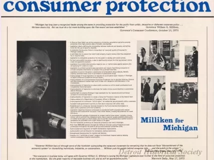 Poster - Consumer Protection
[Milliken for Michigan]