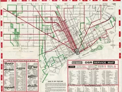 Map - Detroit Street Railways Service Map 1959-1960