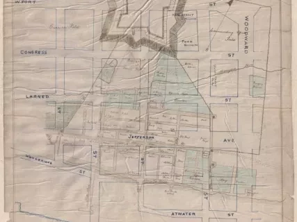 Map - The Town and Fortifications of Detroit A.D. 1796,
City of Detroit A.D. 1929