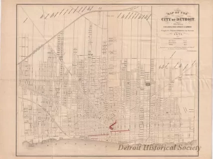 Map - Map of the City of Detroit,
Showing Fire Limits, Paved Streets & Sewers
