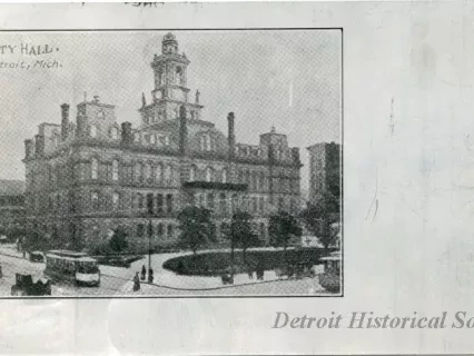 Postcard - City Hall, Detroit, Mich.