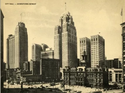 Postcard - City Hall - Downtown Detroit