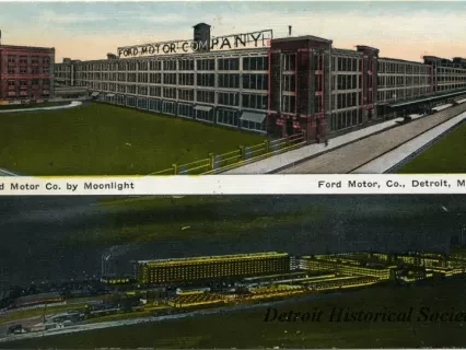 Postcard - Ford Motor Co. by Moonlight, Ford Motor Co., Detroit, Mich.