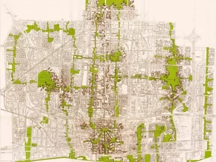 Drawing, Architectural - A Proposed Framework for the Inner City of Detroit,
Illustrating Form and Space Possibilities