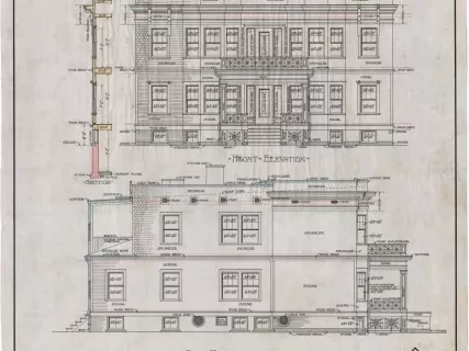 Drawing, Architectural - Front Elevation [and] Side Elevation