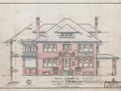 Drawing, Architectural - Front Elevation of Residence to Be Erected on Center Ave., 
Bay City, Mich., by Mr. George Kolb
