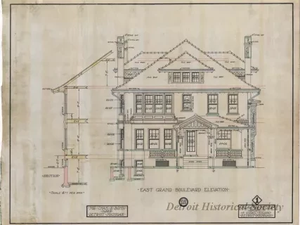 Drawing, Architectural - East Grand Boulevard Elevation