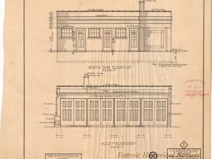 Drawing, Architectural - North Side Elevation [and] Alley Elevation