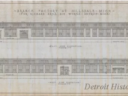 Drawing, Architectural - Branch Factory at Hillsdale, Michigan,
for Richard Bros. Die Works, Detroit, Michigan