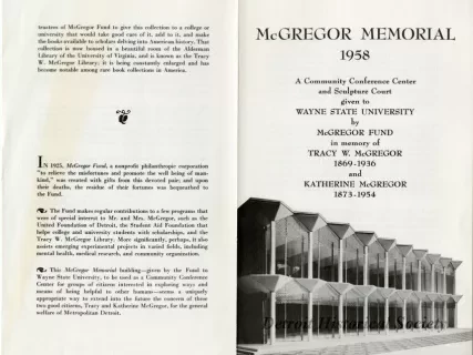 Pamphlet - McGregor Memorial 1958
