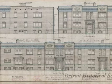 Drawing, Architectural - Alley Side Elevation,
Toledo Avenue Elevation,
Cavalry Avenue Elevation