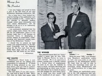 Newsletter - WE Winkelman Employees, Vol. 1, No. 1
February - March, 1956