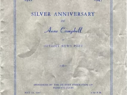 Program - Silver Anniversary of Anne Campbell as Detroit News Poet