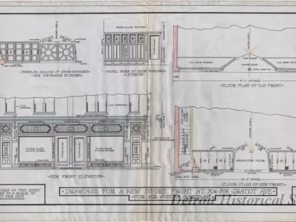 Drawing, Architectural - Drawings for a New Store Front at 704-706 Gratiot Ave.
for Mr. Joseph Hartman