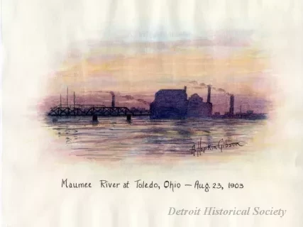 Painting - Maumee River in Toledo, Ohio-Aug. 23, 1903