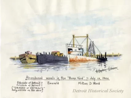 Painting - Abandoned vessels in the "Bone Yard"-July 12, 1902