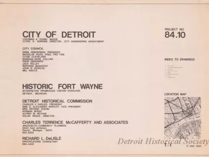 Blueprint - Historic Fort Wayne,
Interpretive Promenade - Visitor Overlook,
Detroit, Michigan.