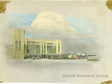 Painting - Detroit City Airport Terminal