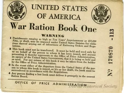 Book, Ration - War Ration Book One